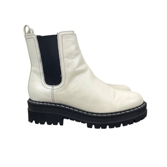 Marc Fisher Ivory White Leather/Textile Womens Chelsea Boots Size 7M - Picture 3 of 13